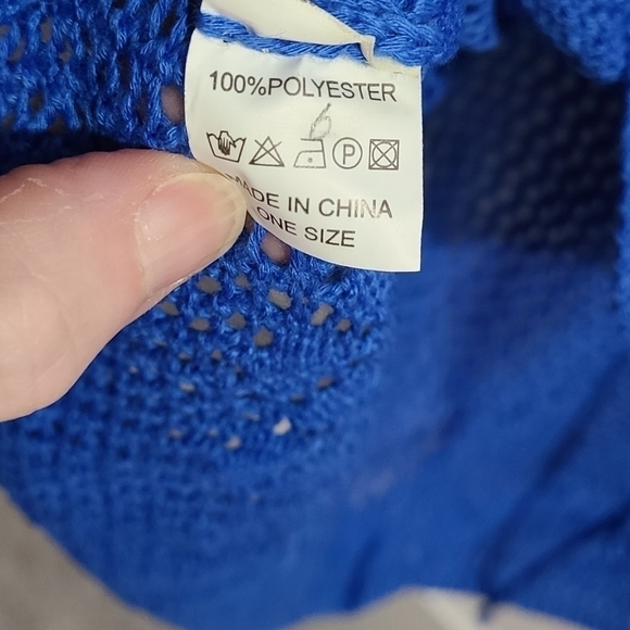 TRÏBE Crocheted lace high low swimsuit cover up  beach dress navy blue O/S NWT - Picture 7 of 7